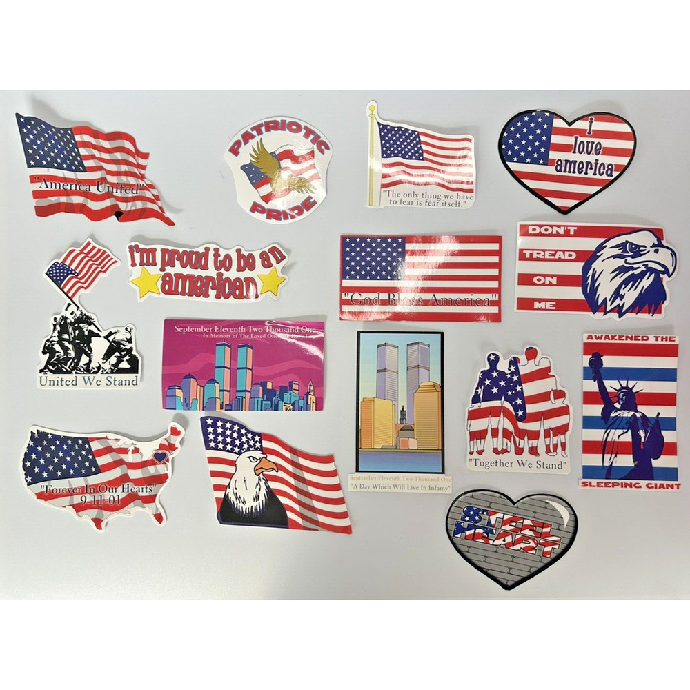 2001 Brand Imports 9/11 Patriotic Commemorative Stickers Set of 15 SKU ST22